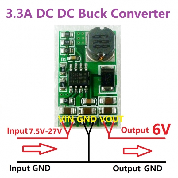 DD2712SA 3.5A DC-DC Converter Module Buck Step-Down Voltage Regulator Board 4.5V-27V to 6V