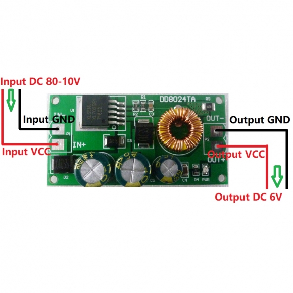 DD8024TA High-Voltage EBike DC-DC Converter Buck Step-Down Regulator Module 80V 72V 64V 60V 48V 36V 24V to 6V