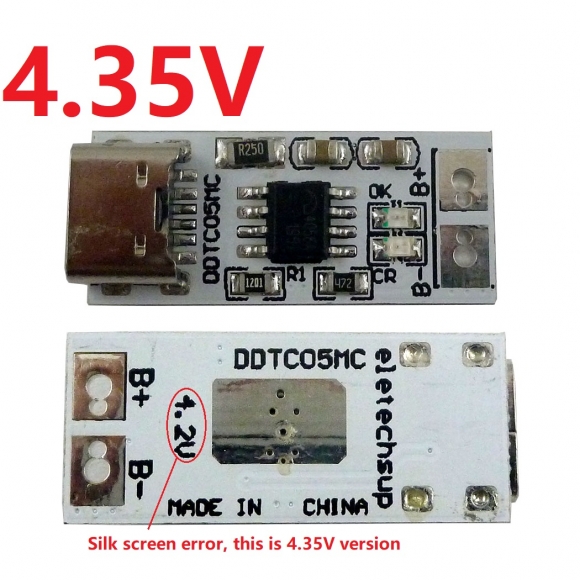 DDTC07MC 1S Type-C To 4.35V Step-down Buck LiPo Polymer Li-Ion Charger for 3.7V 3.8V 18650 Lithium Battery