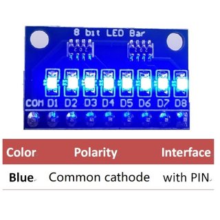 DM41A08 3-24V 8 Bit Blue Common cathode LED indicator Bar Diy Kit for Arduno MCU