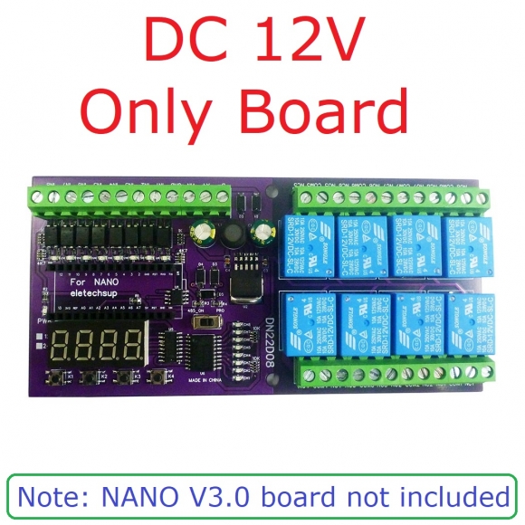 DN22D08 8 Channel 12V Relay Shield Module RS485 PLC IO Expanding Board For Arduino NANO V3.0