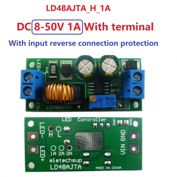 LD48AJTA H 1A 8-50V DC 6V 9V 12V 24V 36V 48V Adjustable Constant Current LED Driver Module MCU IO PWM Controller Board