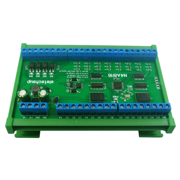 N4A8I16 4AI-4VI -4DI -16DO 24CH Digital Analog Mixed Acquisition Module RS485 Remote I/O Module 0-20MA 4-20MA 0-10V 0-30V Current Voltage ADC Collector