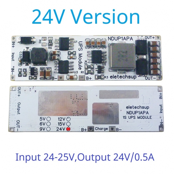 NDUP1APA 24V High Efficiency Large Power DC 5V 6V 9V 12V 15V 24V UPS Module IN-OUT 3.7V 4.2V Lithium Battery Charger Discharge Home Network