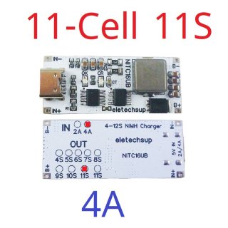 NITC16UB 4A 11 Cell NIMH Charger Module TYPE-C DC 5V Boost BMS CC/CV NiCd for 4.8V 6V 7.2V 8.4V 9.6V 10.8V 12V 13.2V 14.4V Battery