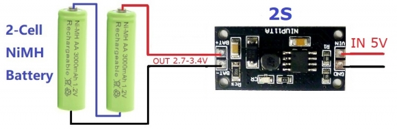 NIUP11TA 2Cell 1.2V-9.6V NiMH NiCd Rechargeable Battery Charger Charging Module Input DC 5V Board