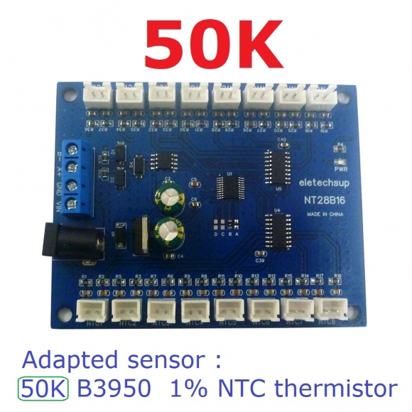 NT28B16 50K 16 CH RS485 Temperature Acquisition Board RTU Paperless Recorder 10K/20K/50K/100K B3950 NTC Sensor