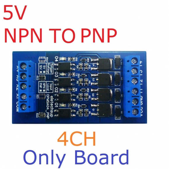 OPMSA04 PNP Input 3.3-5V NPN Output 4CH DC 3.3-24V 0-2kHz PWM Signal Amplifier NPN/PNP Logic Level Converter LED Driver 5A IO Current Amplifier