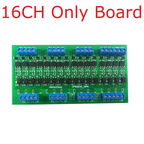 OPMSD16 PNP Input 3.3-5V NPN Output 16CH DC 3.3-24V 5A MOS Solid State Relay Module Din Rail Mount NPN/PNP PLC IO Signal Amplifier for Motor Relay LED