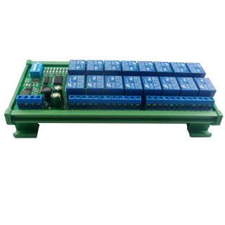 R4D3B16 16CH 12V 10A DIN Rail Box PLC Expansion Board RS485 Modbus RTU Relay Module