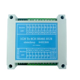 R4HUB08 1xRS485 to 8xRS485 1/8 Port Industrial Gateway Serial Server RJ45 to RS485 HUB Converter UDP TCP Modbus TCP RTU MQTT HTTP PLC