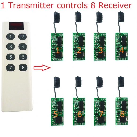 RFM1C01 TB455 1 VS 8 Remote Control Switch Energy Saving Wireless RF ASK Switch For Car LED